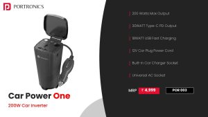 Car Power One 200W Car Cup Power, (POR 003) Black