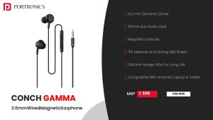 Conch Gamma A 3.5 mm wired Magnetic earphone (POR 1025) Black