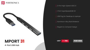 Mport 31 4 Ports USB Hub (POR 1484) Grey