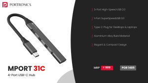 Mport 31C 4 Ports Type-C Hub (POR 1485) Grey