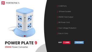 Power Plate 9 With 3 USB Ports +8 Power Sockets (por 1600) Blue