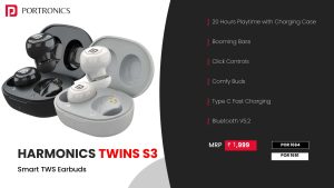 Harmonics Twins S3 Smart TWS BT Earbuds (POR 1664) Black