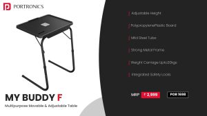 My buddy F Multipurpose Movable & Adjustable Table (POR 1698) Black