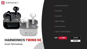 Harmonics Twins S6 Smart TWS BT Earbuds (POR 1905) Black