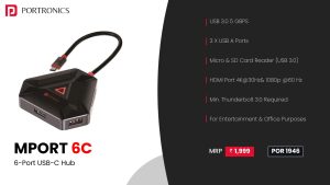 Mport 6C 6-in-1 Type C Hub (POR 1946) Black