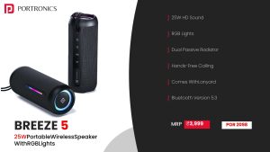 Breeze 5 25W Portable Wireless Speaker with RGB Lights (POR 2098) Black