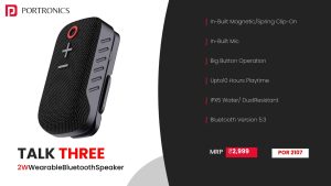 Talk Three 2W Wearable Bluetooth Speaker with Mic (POR 2107) Black