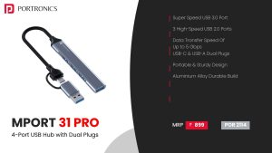 Mport 31 Pro 4 -in-1 USB Hub (POR 2114) Grey