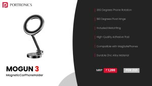 Mogun 3 Premium 360 Rotation Magnetic Mobile Holder (POR 2121) Silver