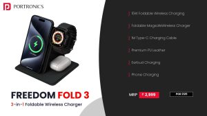 Freedom Fold 3 3-in-1 Foldable Wireless Charger (POR 2125) Black