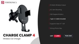 Charge Clamp 4 15W Wireless Car Charger (POR 2145) Black