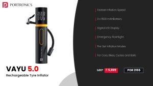Vayu 5.0 Rechargeable Tyre Inflator (POR 2155) Black