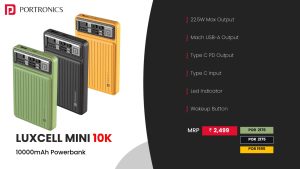 Luxcell Mini 10K 10000mAH Power Bank with Dual Output (Type C+ USB) (POR 2175) Black