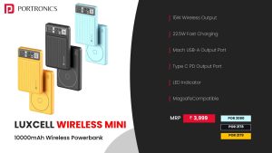 Luxcell Wireless Mini 10000mAh 22.5W Fast Charging Power Bank (POR 2179) Yellow