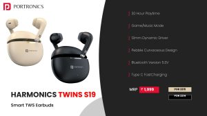 Harmonics Twins S19 Smart TWS BT Earbuds (POR 2214) Black