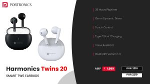 Harmonics Twins S20 Smart Wireless Earbuds (POR 2219) White