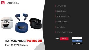 Harmonics Twins 28 Smart TWS BT Earbuds (POR 2243) Blue