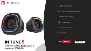 In Tune 5 12W Portable Desktop Speaker with Multicolor RGB Lights (POR 2246) Black