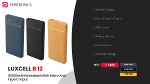 Luxcell B12 10000mah Power Bank (POR 2253) Light Grey