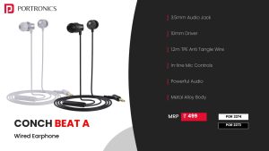 Conch Beat A 3.5mm Aux Wired Earphone (POR 2274) Silver