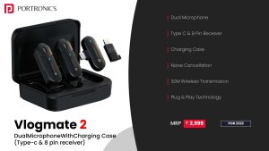 Vlog Mate 2 Dual Microphone with Charging Case ( Type-C & 8Pin Receiver) (POR 2322) Black