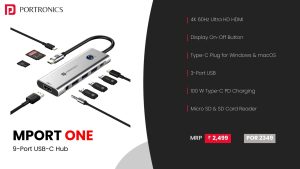 Mport One 9-in-1 USB Hub with Card Reader (POR 2349) Grey