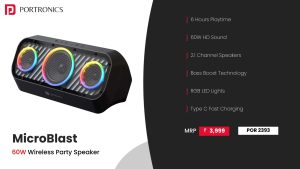 Micro Blast 60 W Wireless Party Speaker (POR 2393) Black