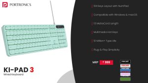 Ki-Pad 3 Wired Keyboard (POR 2422) Pink