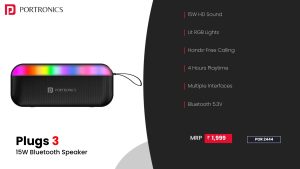 Plugs 3 15W Wireless Speaker with RGB Lights (POR 2444) Black