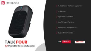 Talk Four 2W Wearable Bluetooth Speaker with Mic (POR 2463) Black