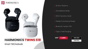 Harmonics Twins S18 Smart TWS BT Earbuds (POR 2533) Black