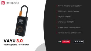 Vayu 3.0 Rechargeable Tyre Inflator (POR 2544) Black