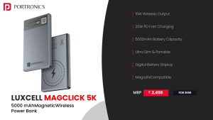 Luxcell Magclick 5K 5000mAh Type C Input Magnetic Wireless Power Bank (POR 2668) Dark Grey