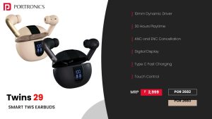 Twins 29 Smart TWS Earbuds (POR 2682) Black