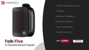 Talk Five 3W Wearable Bluetooth Speaker (POR 2713) Black