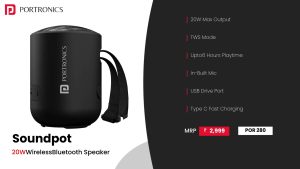 Sound Pot 20 Watts Wireless Bluetooth Speaker (POR 280) Black
