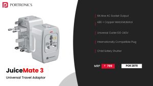 JuiceMate 3 AC International Travel Adaptor (POR 2870) White