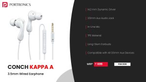 Conch Kappa A 3.5mm Aux wired earphone (POR 2930) White