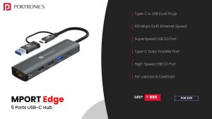 Mport Edge 5 Ports USB-C HUB (POR 2931) Grey