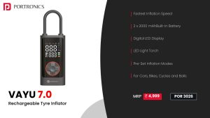 Vayu 7.0 Rechargeable Tyre Inflator (POR 3026) Black