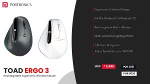 Toad Ergo 3 Rechargeable Ergonomic Wireless Mouse (POR 3031) Black