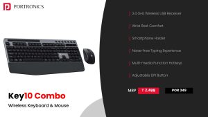 Key 10 Combo Wireless Keyboard & Mouse Combo (POR 349) Grey