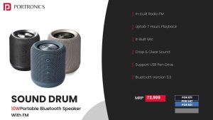 Sound Drum Portable Bluetooth 4.2 Speaker Aux, inbuilt Mic (POR 871) Black